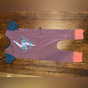 Rags to Raches purple mauve skull lightning bolt short sleeve romper jumpsuit